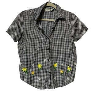 Vintage Black and White Checkered Button Down Shirt